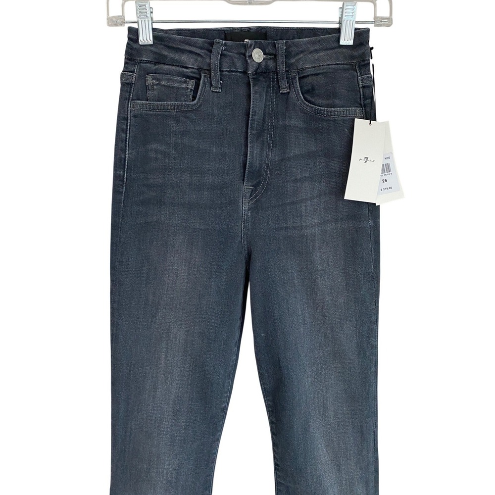 7 For‎ All Mankind Ultra High Rise Flare Jeans No Filter Denim Black Wash 25 NWT - Picture 4 of 12